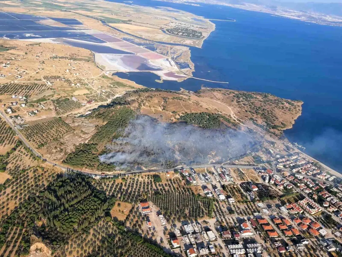 İzmir Dikili'de Orman Yangınına Müdahale Başladı