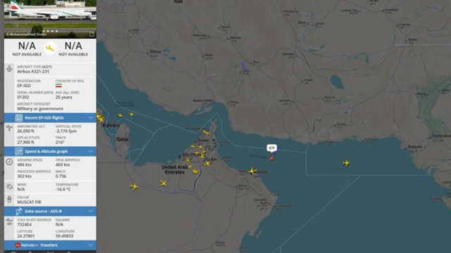 Three planes that took off from Iran went to Oman