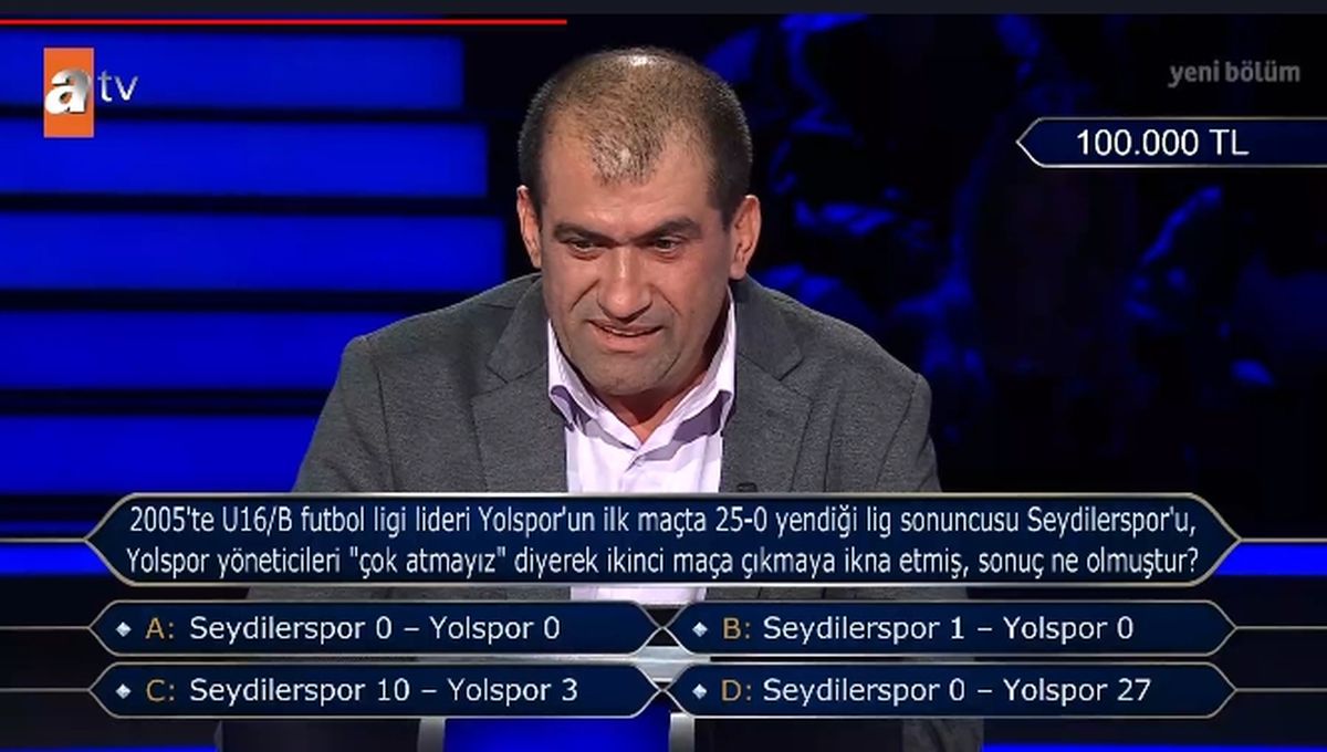 2005'te U16/B futbol ligi lideri Yolspor'un ilk maçta 25-0 yendiği lig sonuncusu Seydilerspor'u, Yolspor yöneticileri 'çok atmayız' diyerek ikinci maç