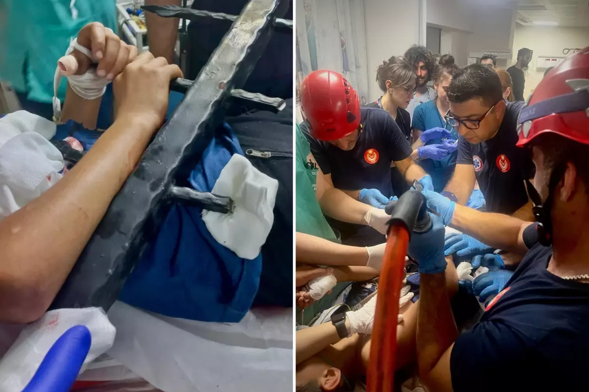 Ağaçtan düşen 13 yaşındaki çocuğun vücuduna demir korkuluk saplandı