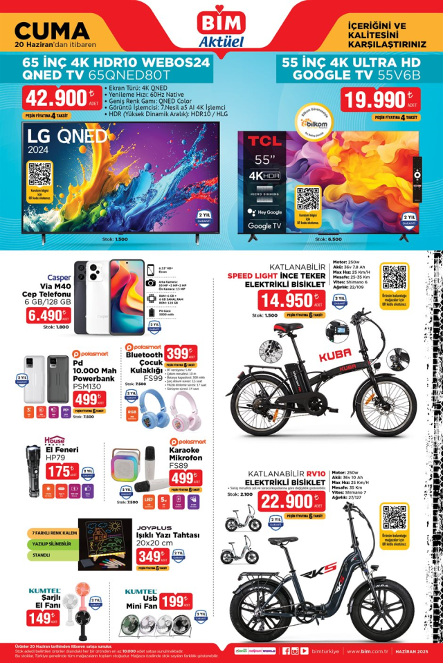 BİM 20 Haziran aktüel kataloğu! Bim'de bu hafta hangi ürünler satışta olacak? Telefon, kulaklık, buzdolabı, kol saati...