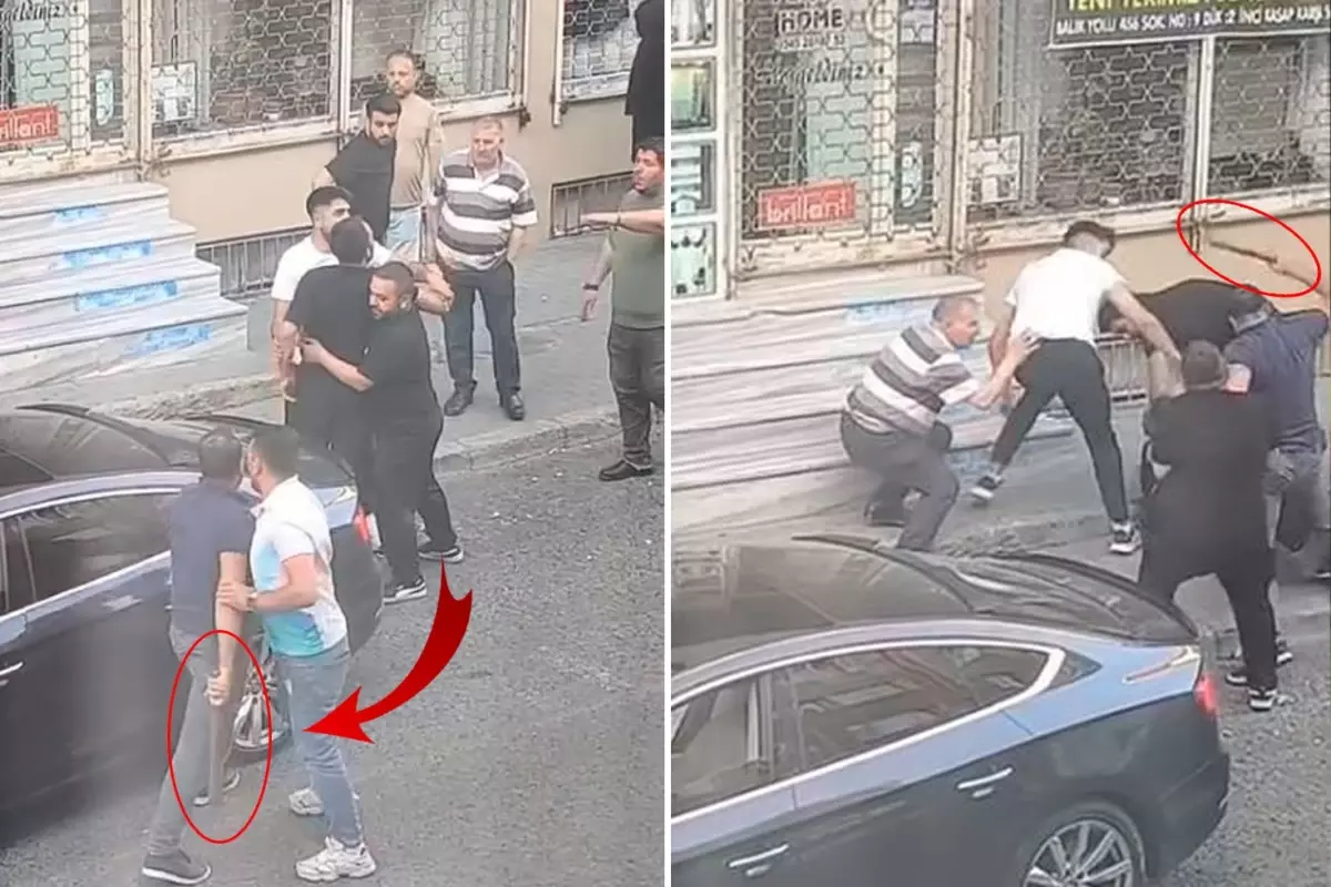 Cadde ortasında yaşlı adamı sopayla darbettiler