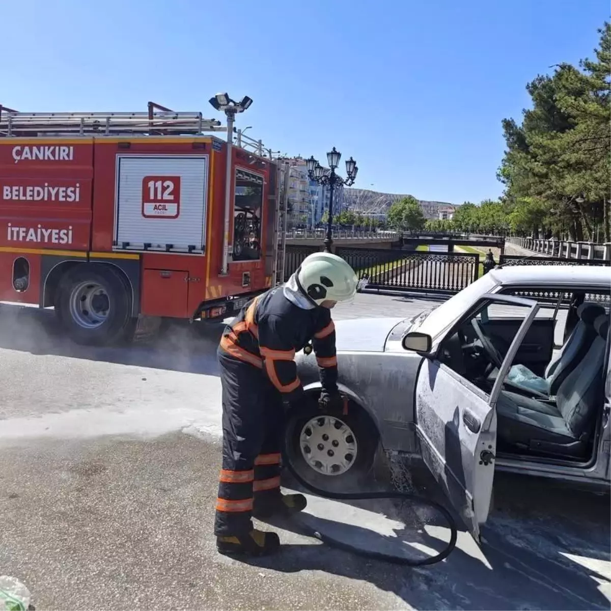 Çankırı'da Seyir Halindeki Tofaş Otomobil Alev Aldı