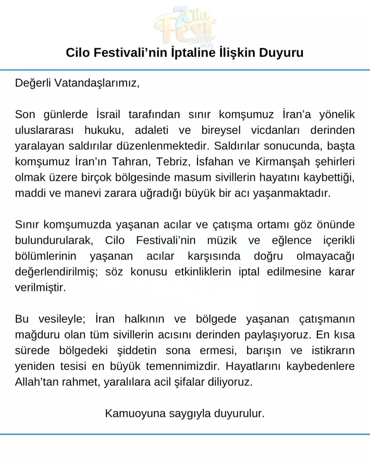Hakkari Cilo Festivali'nde Güvenlik Endişeleri: Eğlence Programı İptal Edildi