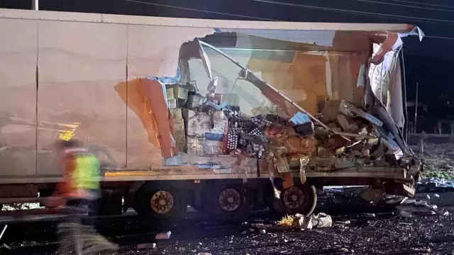 The passenger bus collided with the truck from behind