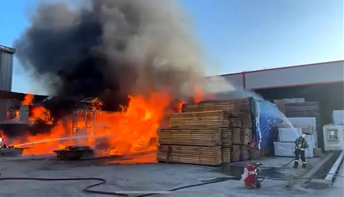 Kocaeli'de Kereste Deposunda Yangın
