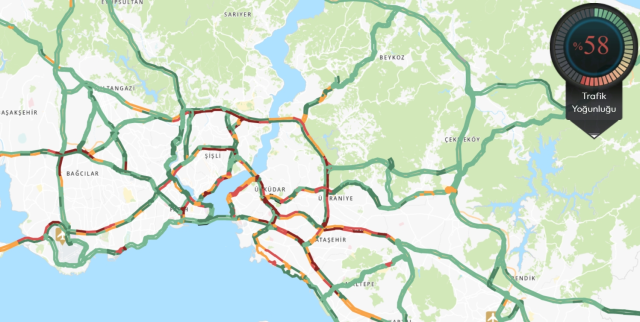 Trafik durumu haritası (CANLI) 21 Haziran İstanbul'da trafik yoğunluğu yüzde kaç?