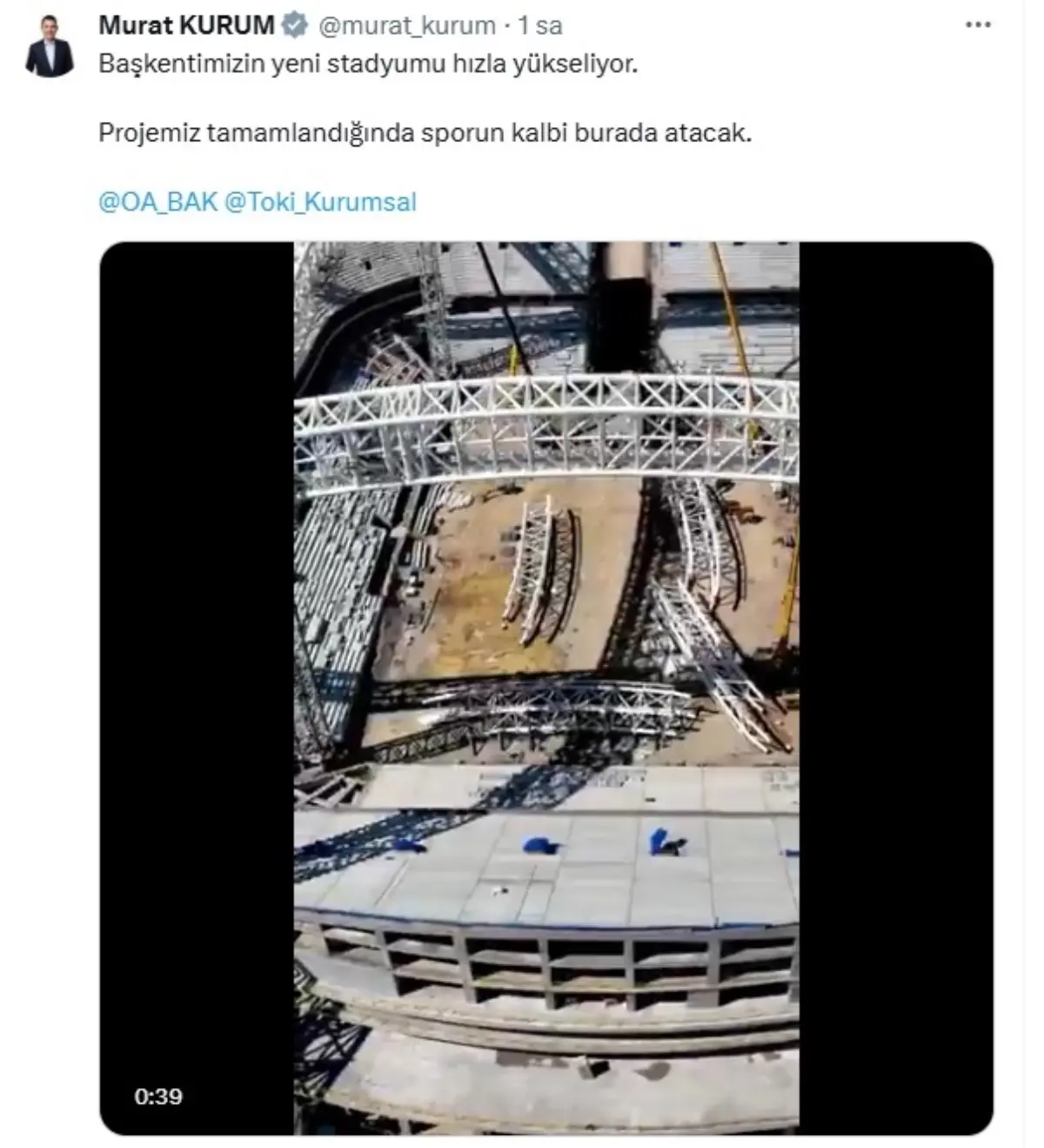 Ankara'da Dünyanın En Uzun Çelik Çatı Açıklığına Sahip Stadyumu İnşa Ediliyor