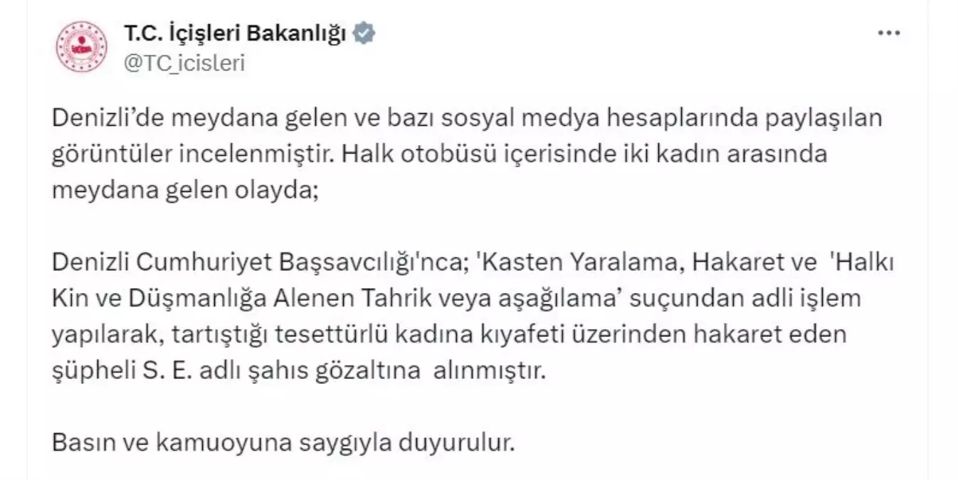 Denizli'de Çıkan Kavga Sonrası Kadın Gözaltına Alındı