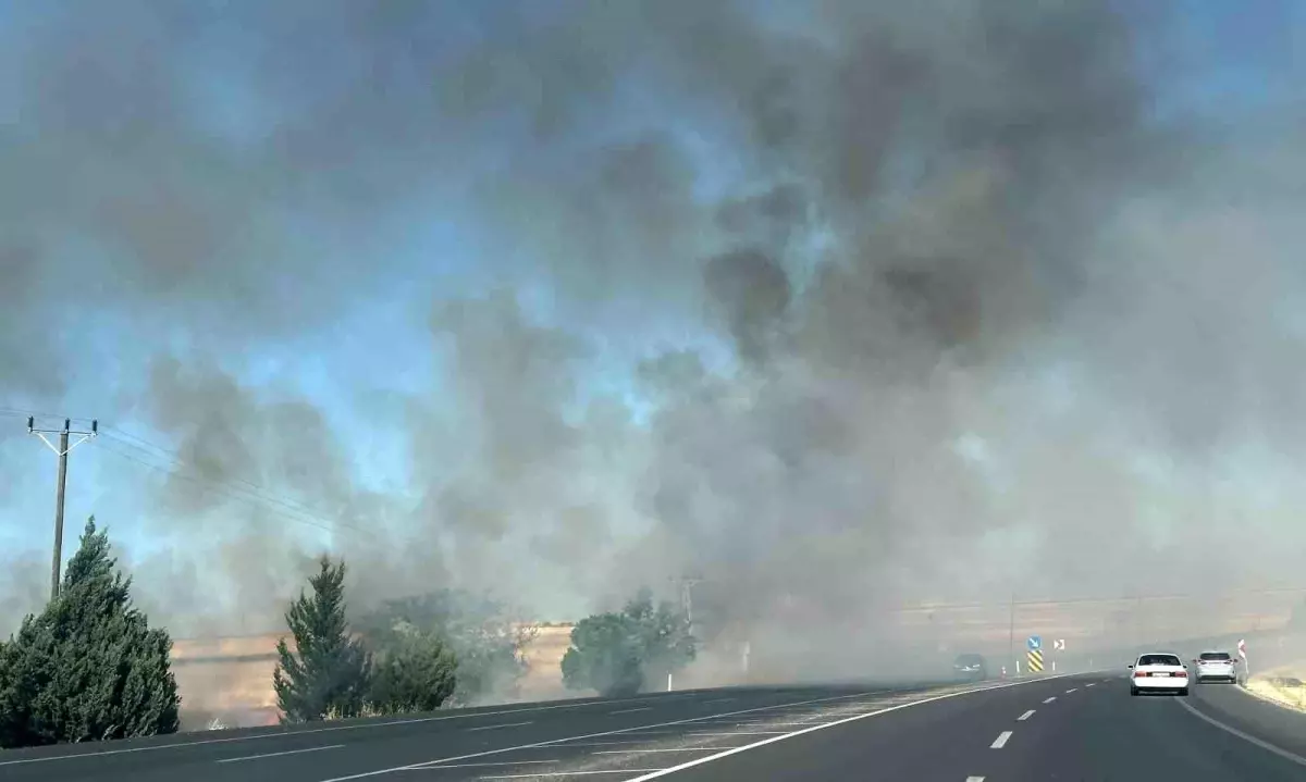 Adıyaman'da Anız Yangını Saman Balyalarını Yaktı