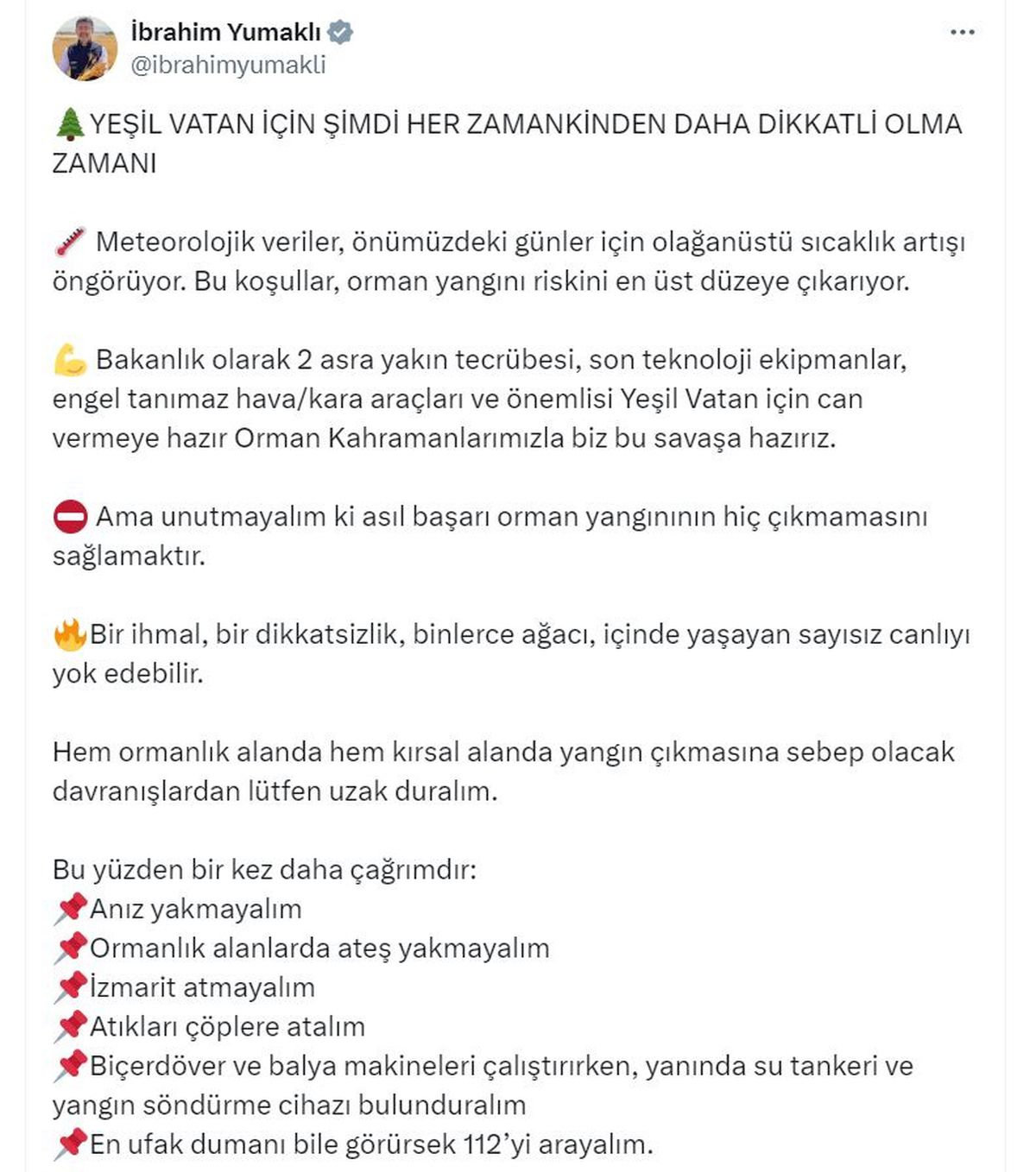 Orman Yangınları İçin Uyarı: Hava Sıcaklıkları Artıyor