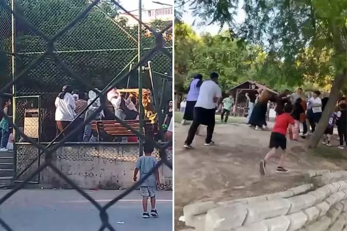 Çocukların kavgasında anneler saç saça baş başa girdi