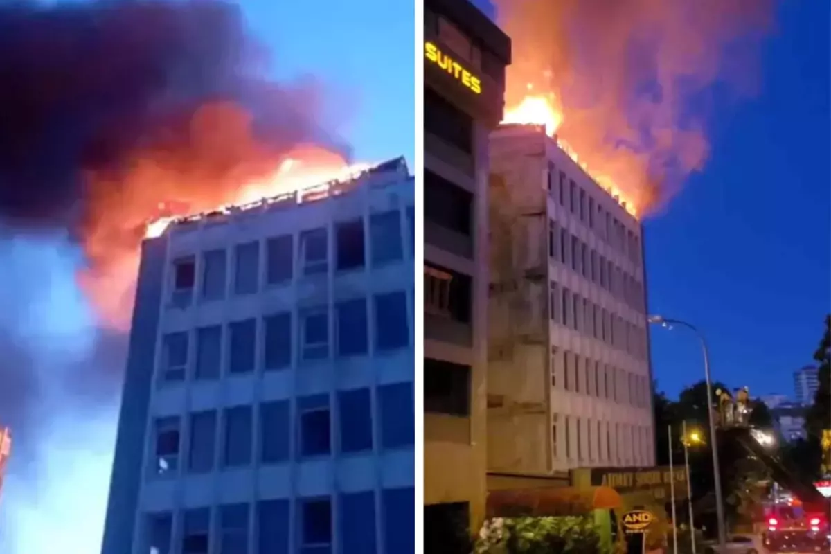 Kartal'da eskiden kolej olarak kullanılan binada büyük yangın