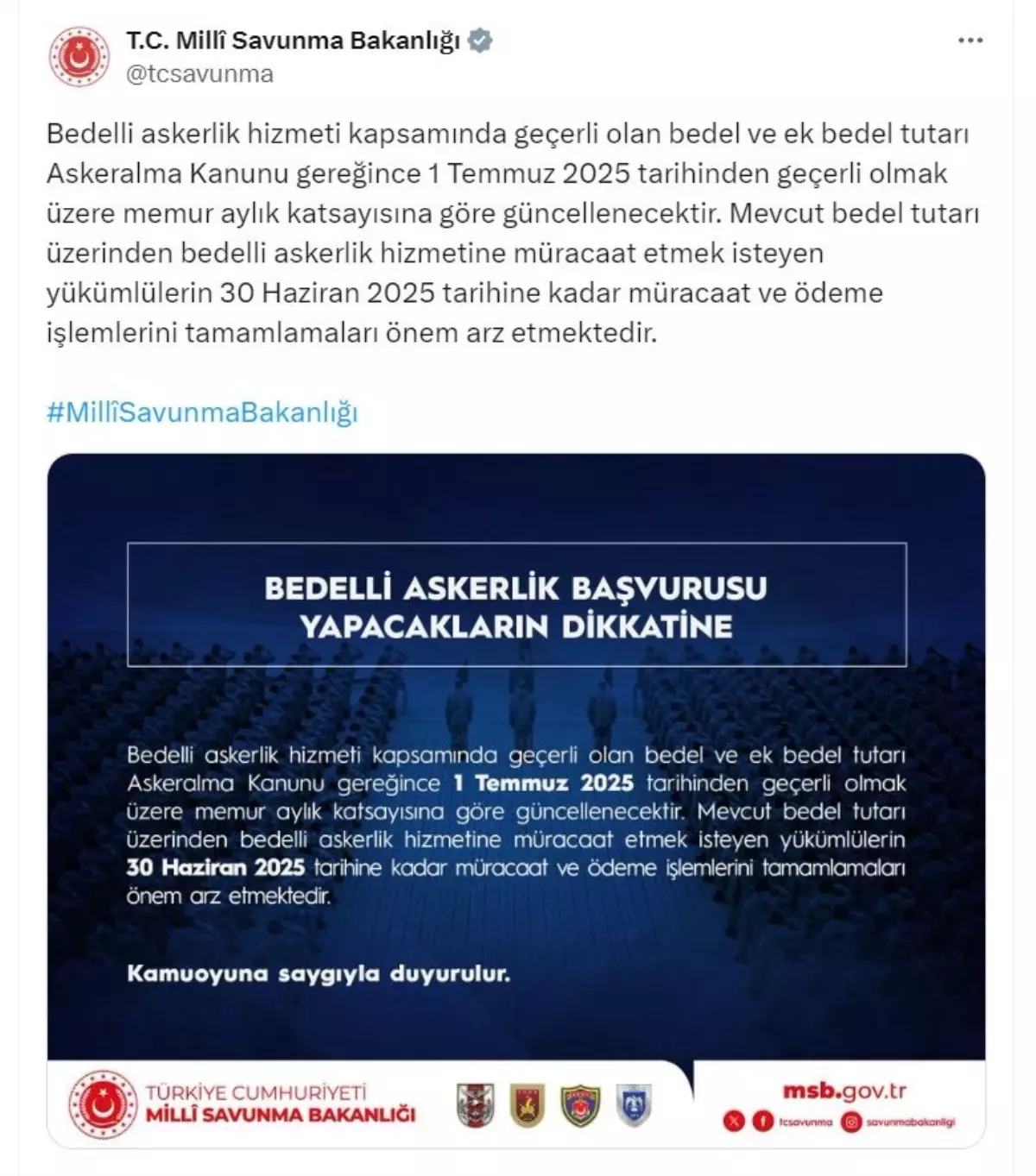 Bedelli Askerlik Ücreti 1 Temmuz'da Güncellenecek