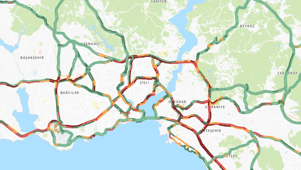 Trafik durumu haritası (CANLI) 24 Haziran İstanbul'da trafik yoğunluğu yüzde kaç?