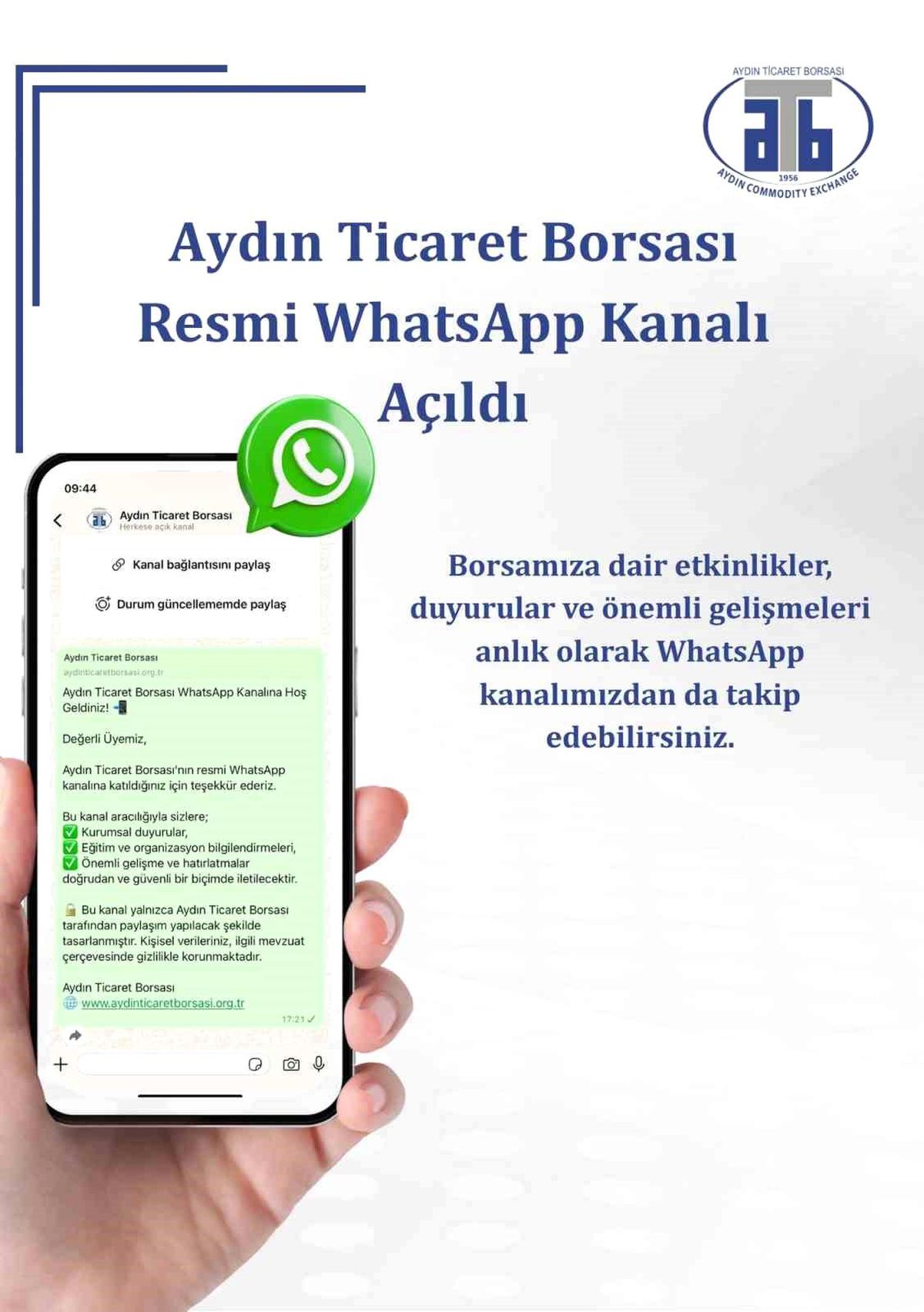 Aydın Ticaret Borsası Resmi WhatsApp Kanalını Hizmete Sundı