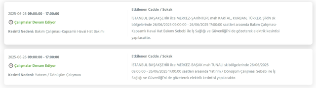 İstanbul BAŞAKŞEHİR elektrik kesintisi! 26 Haziran Başakşehir elektrik kesintisi ne zaman bitecek, elektrikler ne zaman gelecek?
