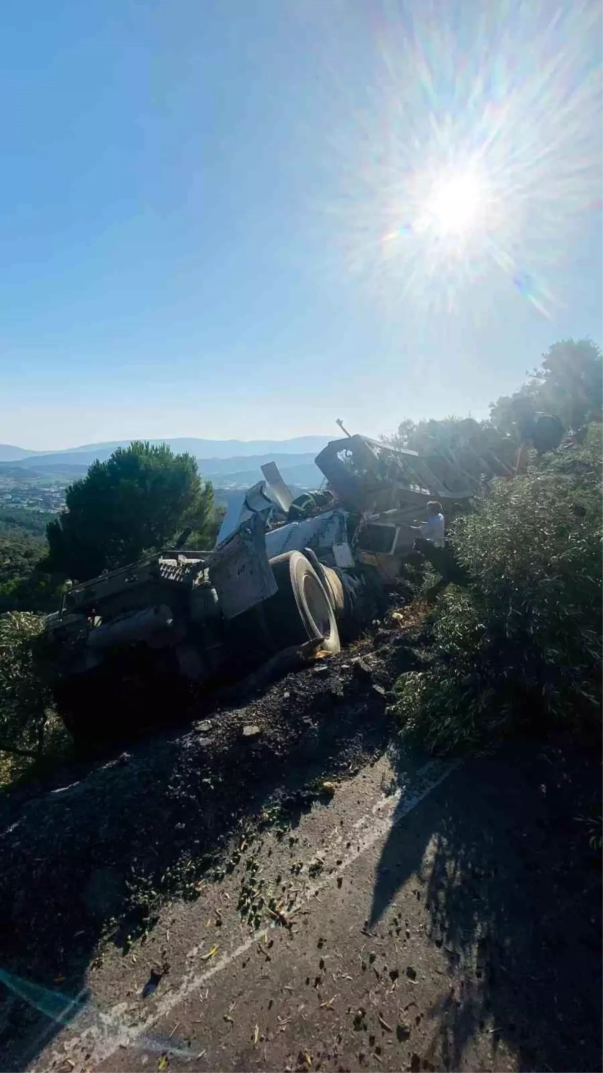 Muğla'da Freni Patlayan Tır Şarampole Devrildi