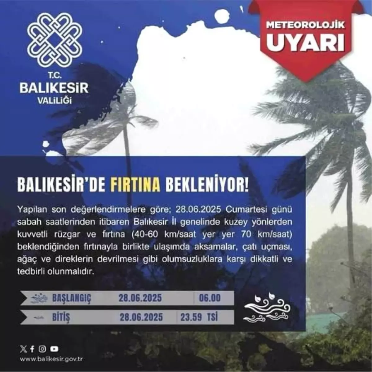 Balıkesir'de Fırtına Uyarısı: Kuvvetli Rüzgar Bekleniyor