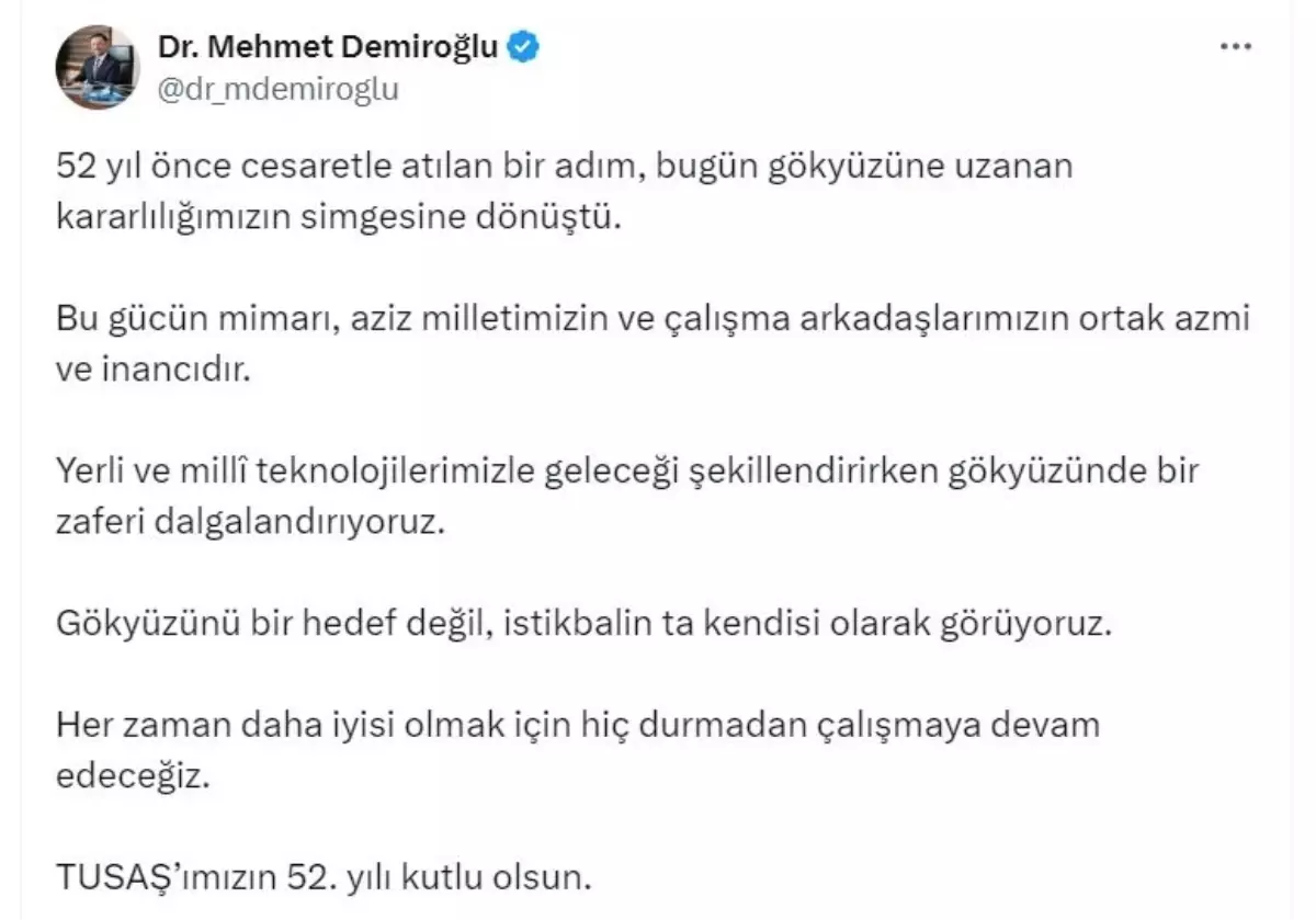 TUSAŞ Genel Müdürü Demiroğlu: Daha İyisi İçin Çalışmaya Devam
