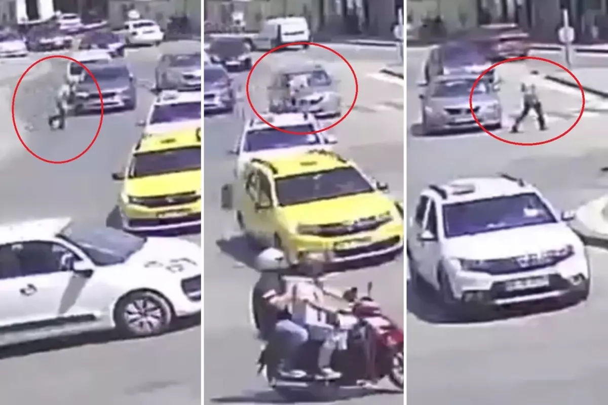 Otomobil çarptı, hiçbir şey olmamış gibi yoluna devam etti