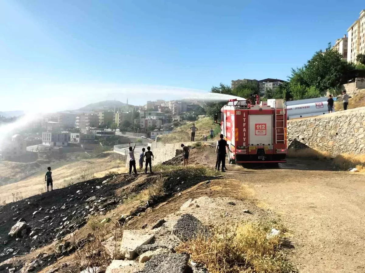 Şırnak'ta Anız Yangınına Çocuklardan Eğlenceli Müdahale