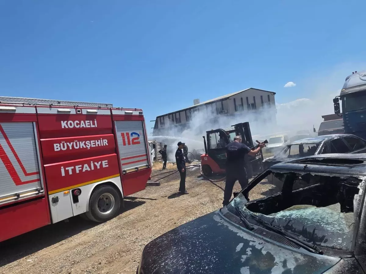 Gebze'de Otluk Alanda Yangın: 10 Araç Zarar Gördü
