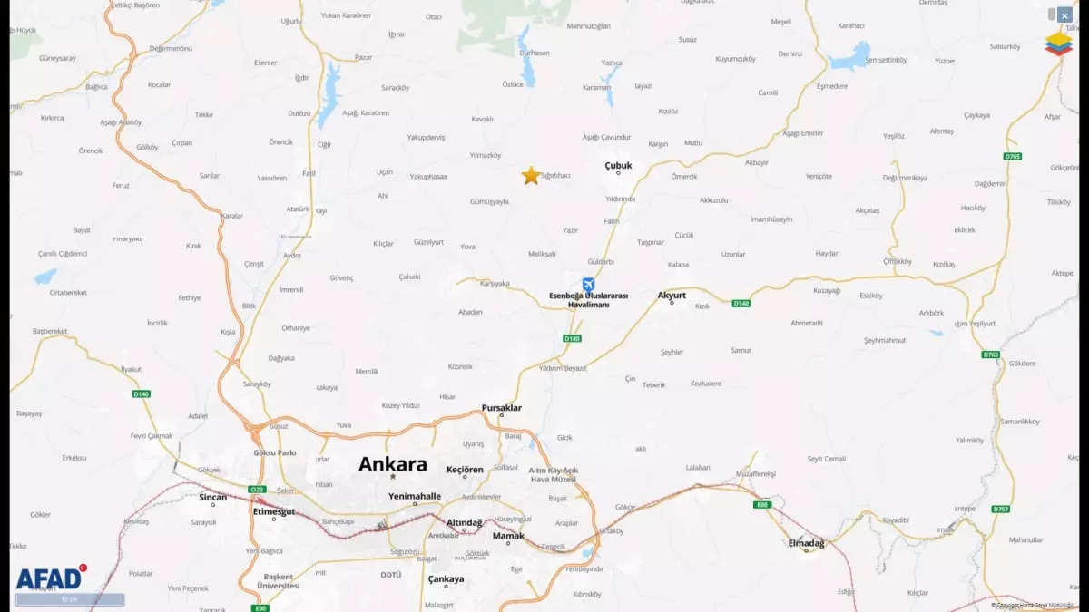 Çubuk'ta 3.6 Büyüklüğünde Deprem Meydana Geldi