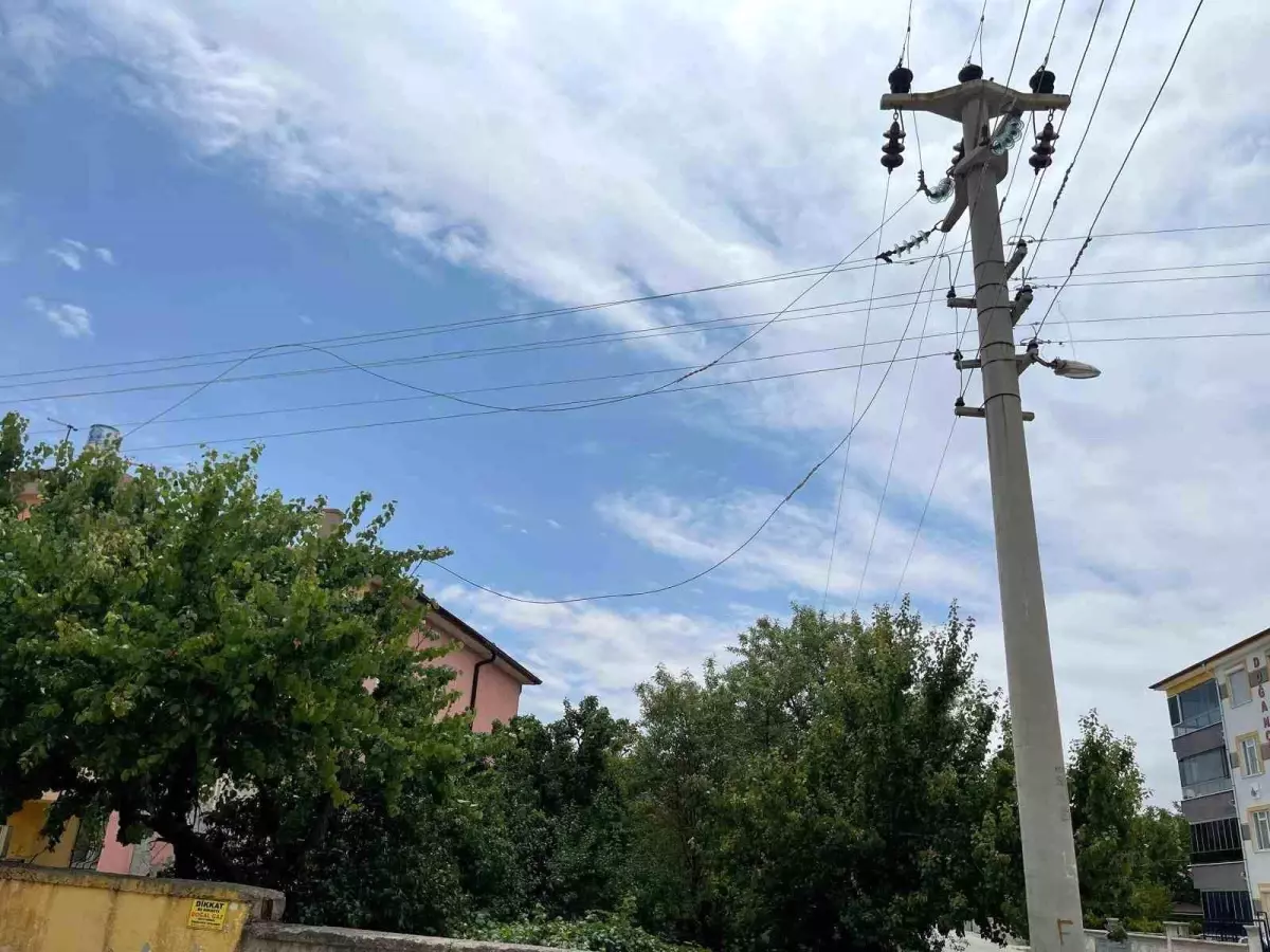 Rüzgar Elektrik Kablolarını Kopardı, Mahalle Elektriksiz Kaldı
