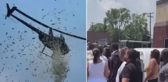 Gökten para yağdı, vatandaşlar yakalamak için birbiriyle yarıştı