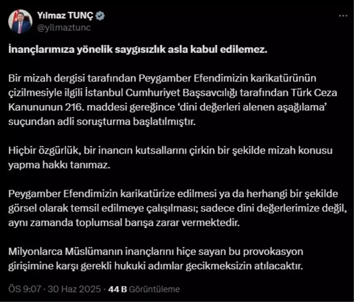 Adalet Bakanı'ndan Leman Dergisi'ne Soruşturma Açılması Öncesi Açıklama