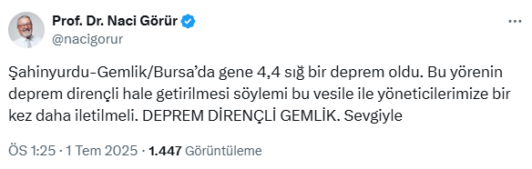 Worrying warning from Naci Görür after the Bursa earthquake