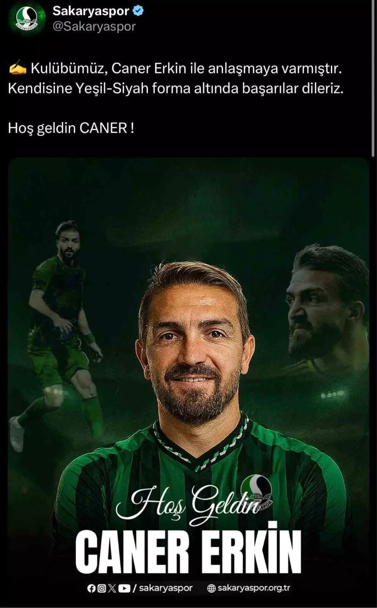Sakaryaspor, Caner Erkin'i Transfer Etti