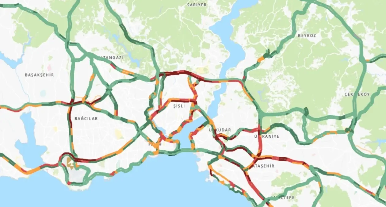 İstanbul'da Yoğun Trafik: 1 Temmuz Canlı Trafik Durumu Haritası