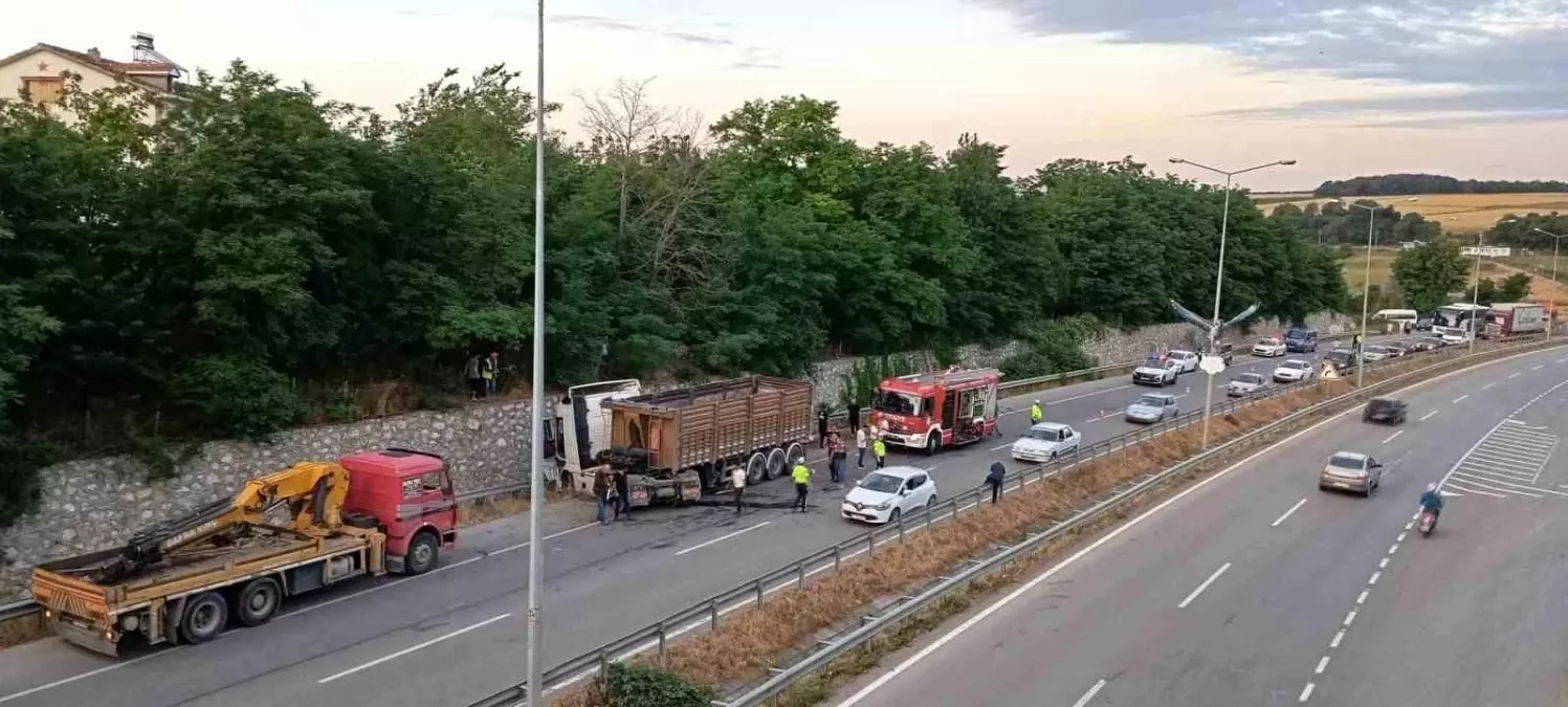 Yola düşen tomruk kazaya yol açtı: Traktör sürücüsü ağır yaralandı