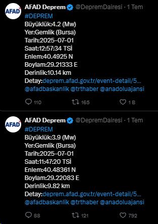 Another earthquake measuring 4.3 in Bursa