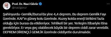 Gemlik'te art arda yaşanan depremlerle ilgili Naci Görür'den korkutan açıklama
