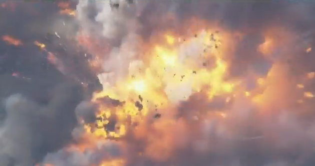 Large explosion at a fireworks factory: Fire engulfed 80 acres