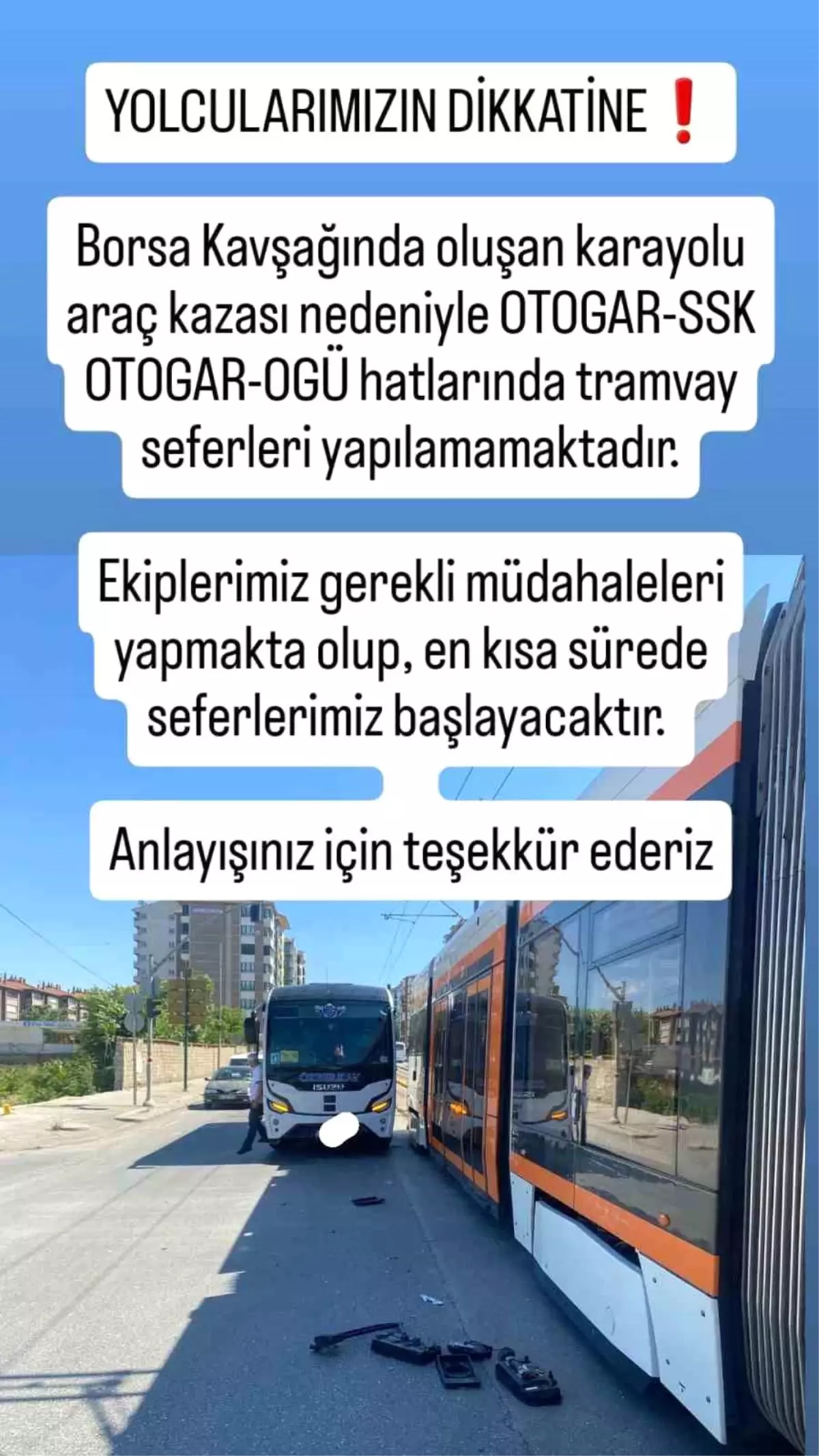 Eskişehir'deki Trafik Kazası Tramvay Seferlerini Etkiledi, Normalleşti