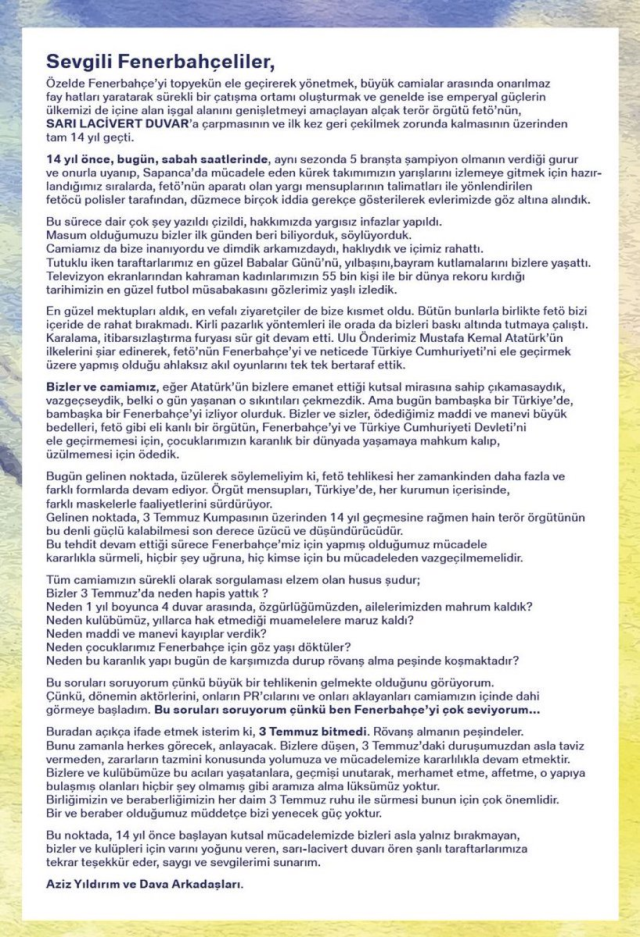 Statement from Aziz Yıldırım and his associates on July 3: Why did we spend time in prison?