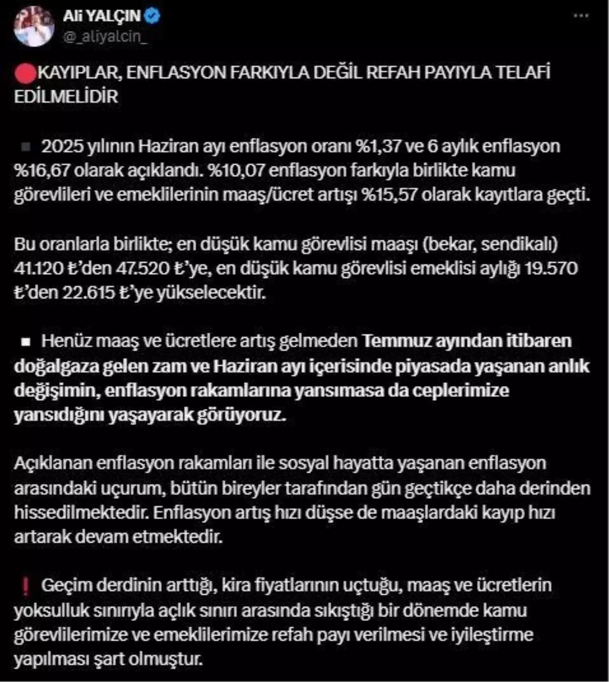 Memur-Sen'den Maaş ve Refah Payı Talebi
