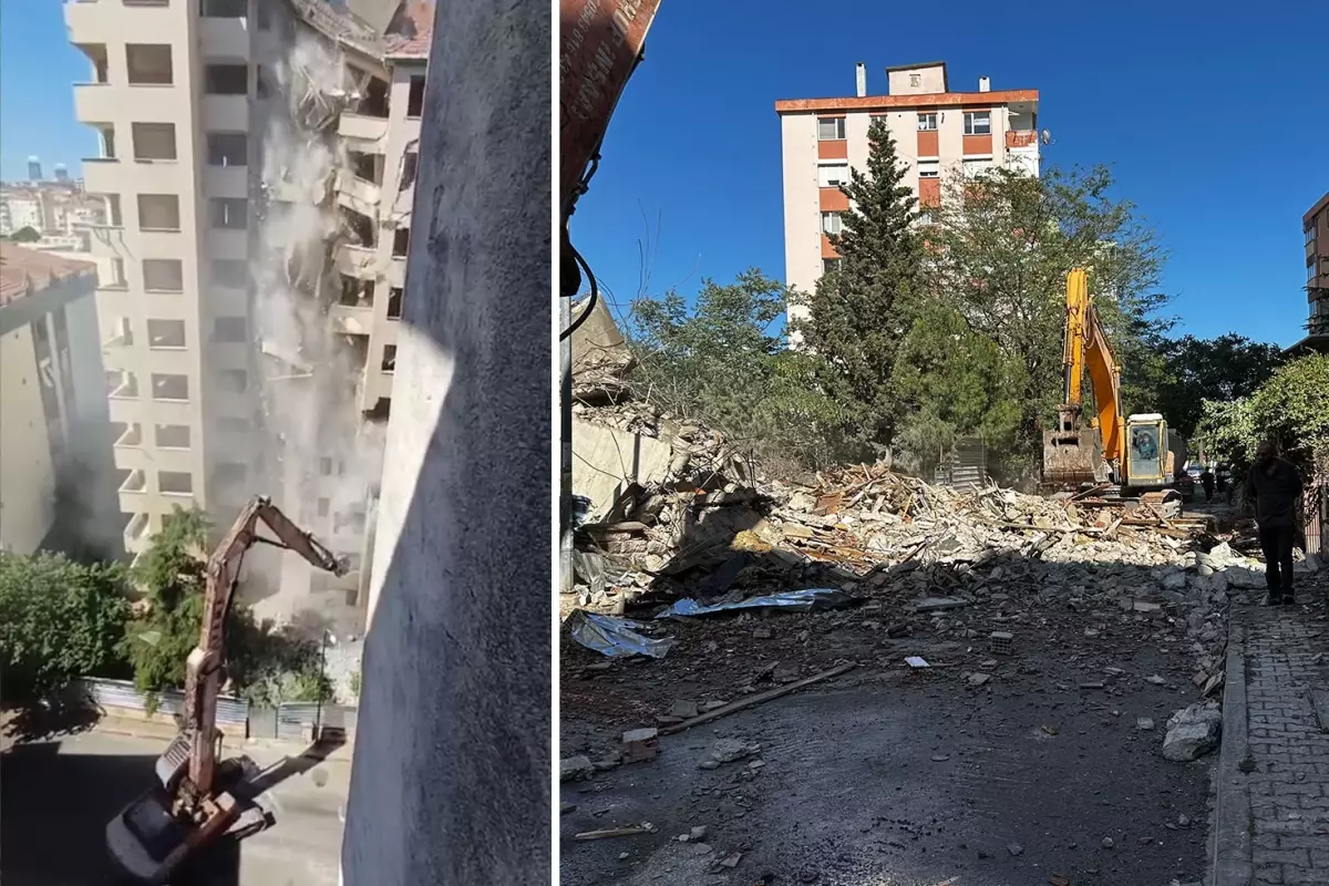 Maltepe'de faciadan dönüldü: 11 katlı bina yıkım sırasında çöktü