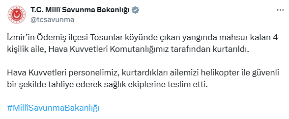 The Mehmetçik rescued the family trapped in the village engulfed by flames