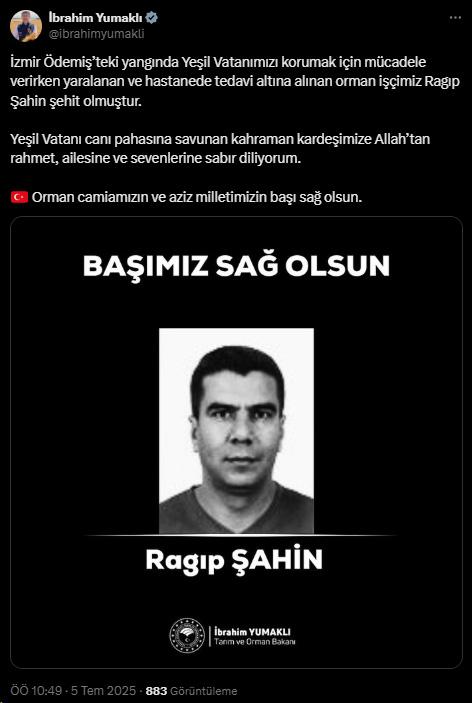 Another sad news from the fire in Ödemiş! A forest worker lost his life