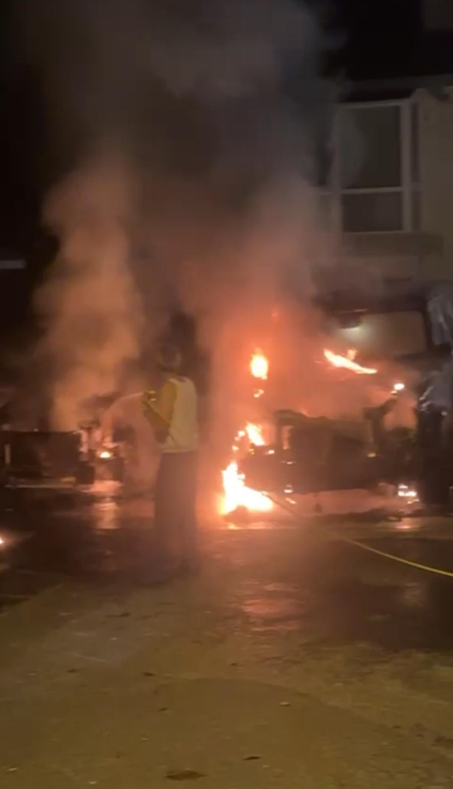 SUVs Burning Fiercely in Sarıyer