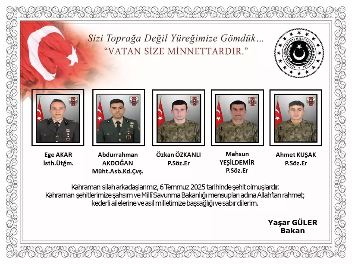 Bakan Güler'den Taziye Mesajı