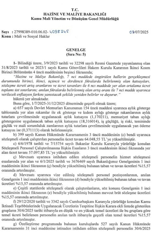 Minister Mehmet Şimşek signed the salary increase circular