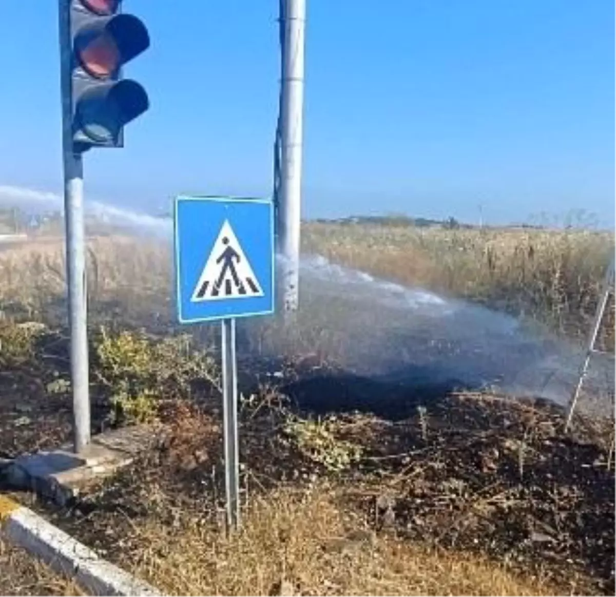 Balıkesir'de Hastane Kavşağında Ot Yangını Kontrol Altına Alındı