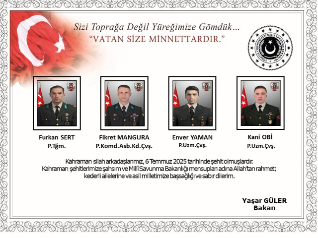 Metan gazından şehit olan askerlerimizin sayısı 12'ye yükseldi