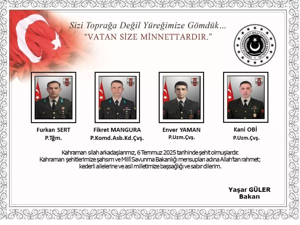 Bakan Güler'den Taziye Mesajı
